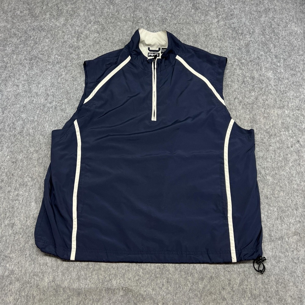 PING Vest Mens XL Blue Stinger Golf 1/4 Zip Windbreaker Lightweight Pockets